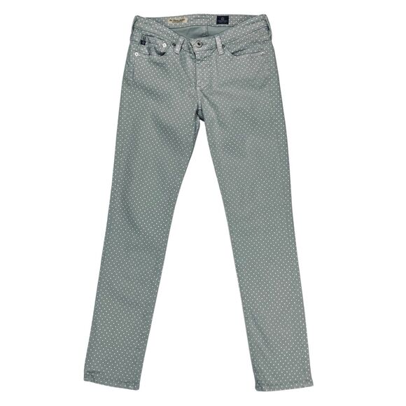 Adriano Goldschmied Jeans Women 26 Gray Polka Dot Stevie Slim Ankle Straight Leg - Picture 1 of 15